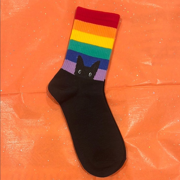 Colorful Striped Rainbow Cat Socks - Picture 1 of 1